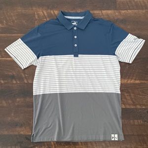 NWOT Puma Striped Navy White and Grey Golf Polo